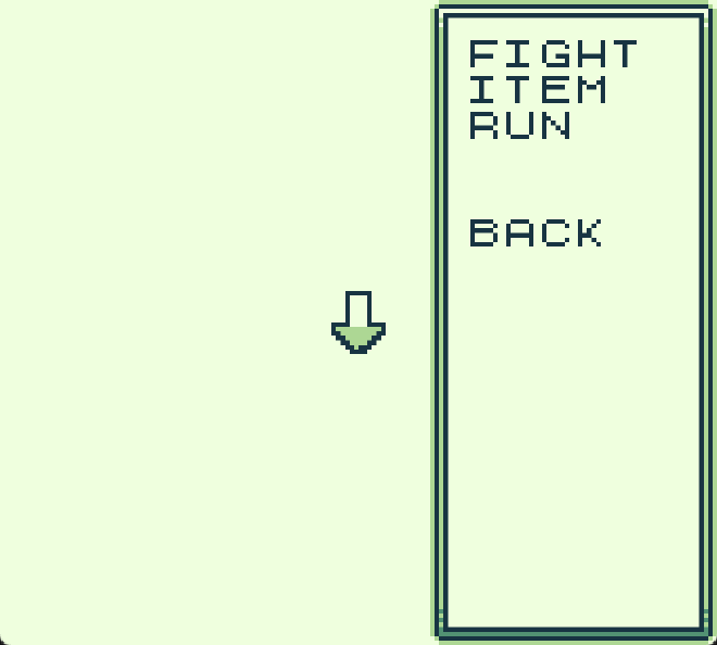 A vertical menu frame with text