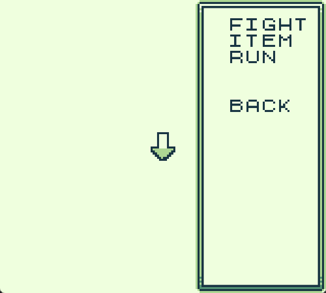 A vertical menu frame with text